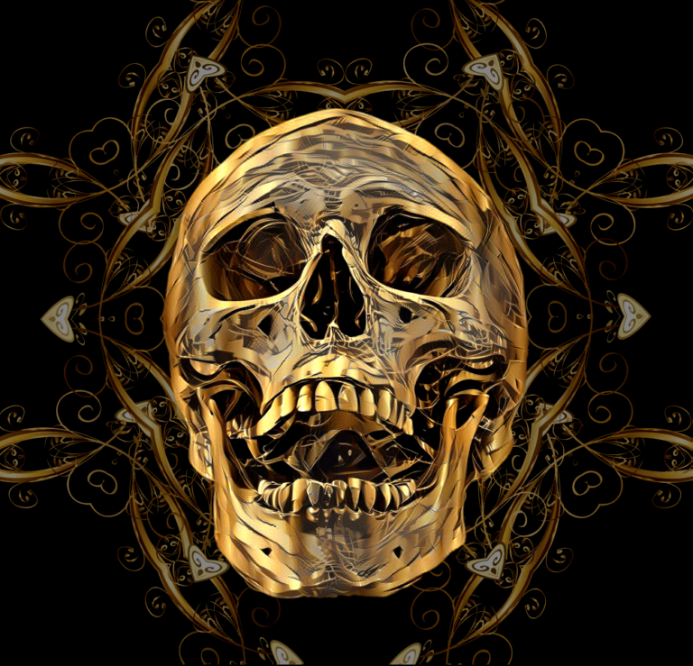 golden skull art